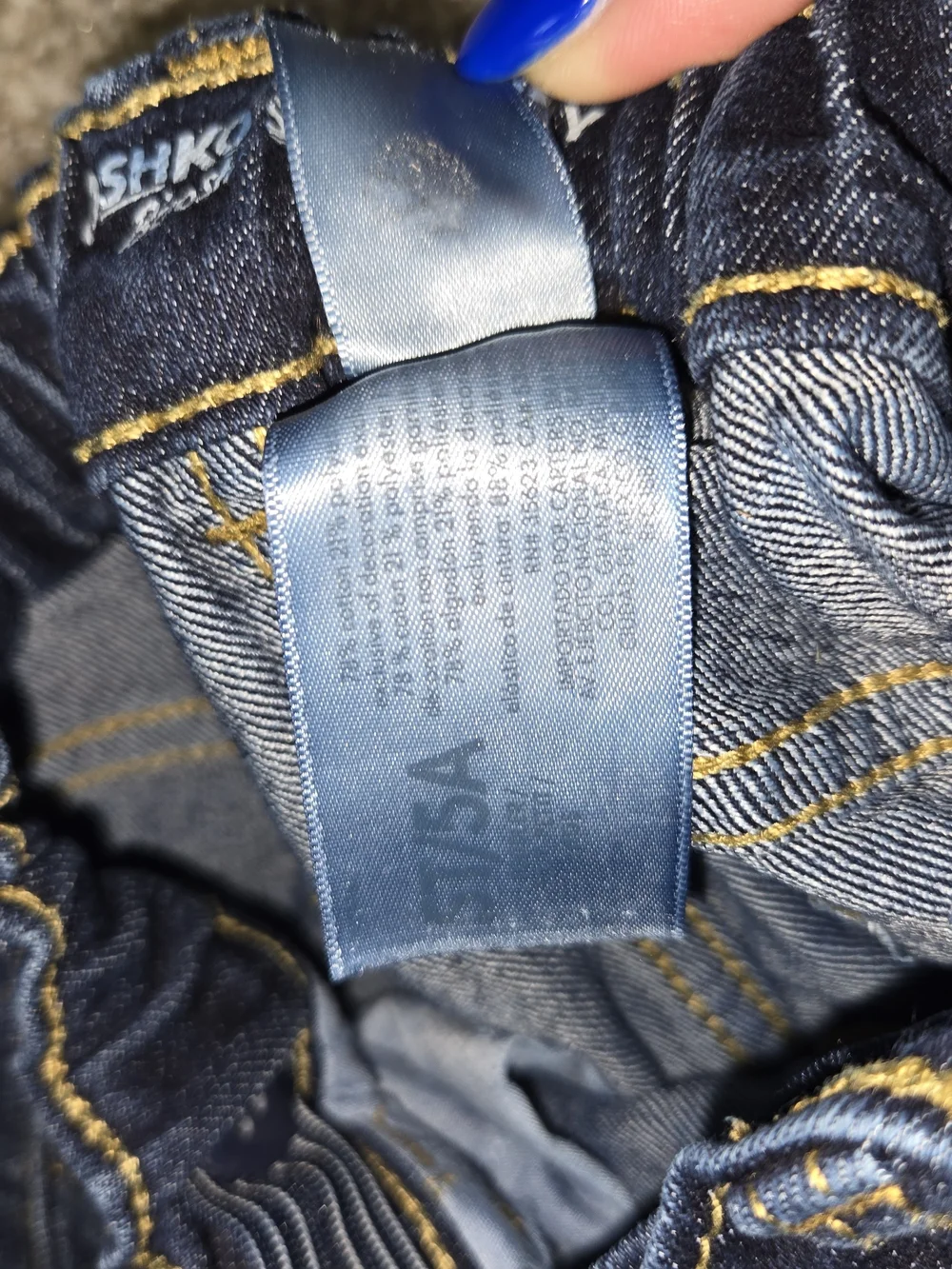 OshKosh B'gosh Dark Blue Denim Pants with Yellow Stitching